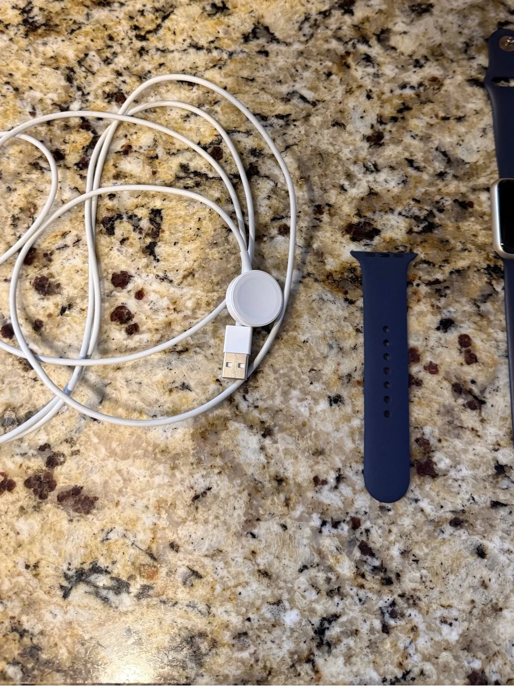 Apple Watch with Deep Navy Silicone Sport Band - Blue